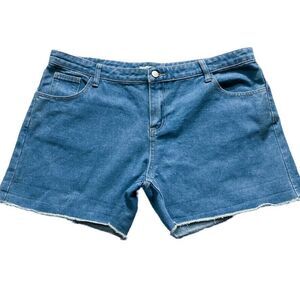 Misslook Womens Jeans Shorts size 2X Medium Wash Denim Blue Frayed Hem Cotton